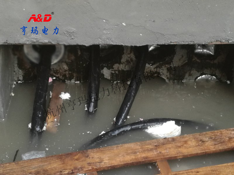 泡在积水中的电缆
